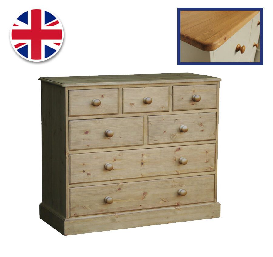 Pine and Painted Chest 42'' 7 Drawer Combi