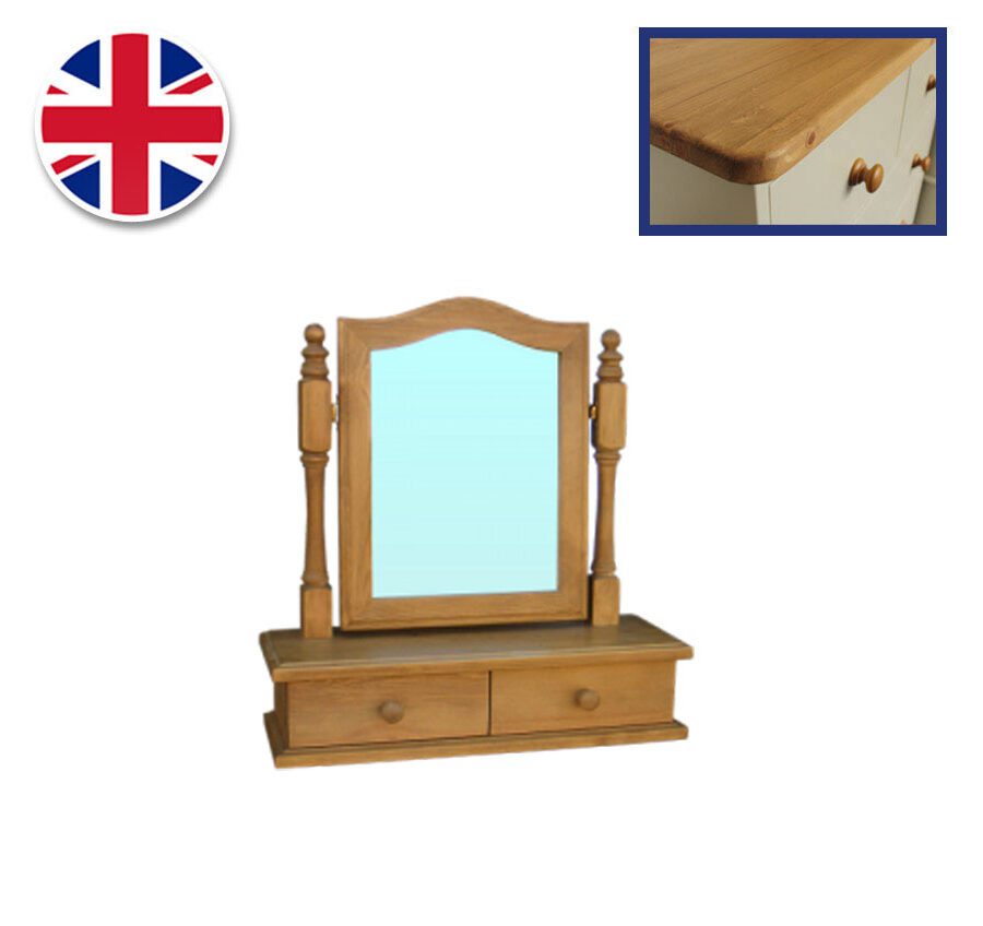 Pine and Painted Dressing Mirror On Drawers