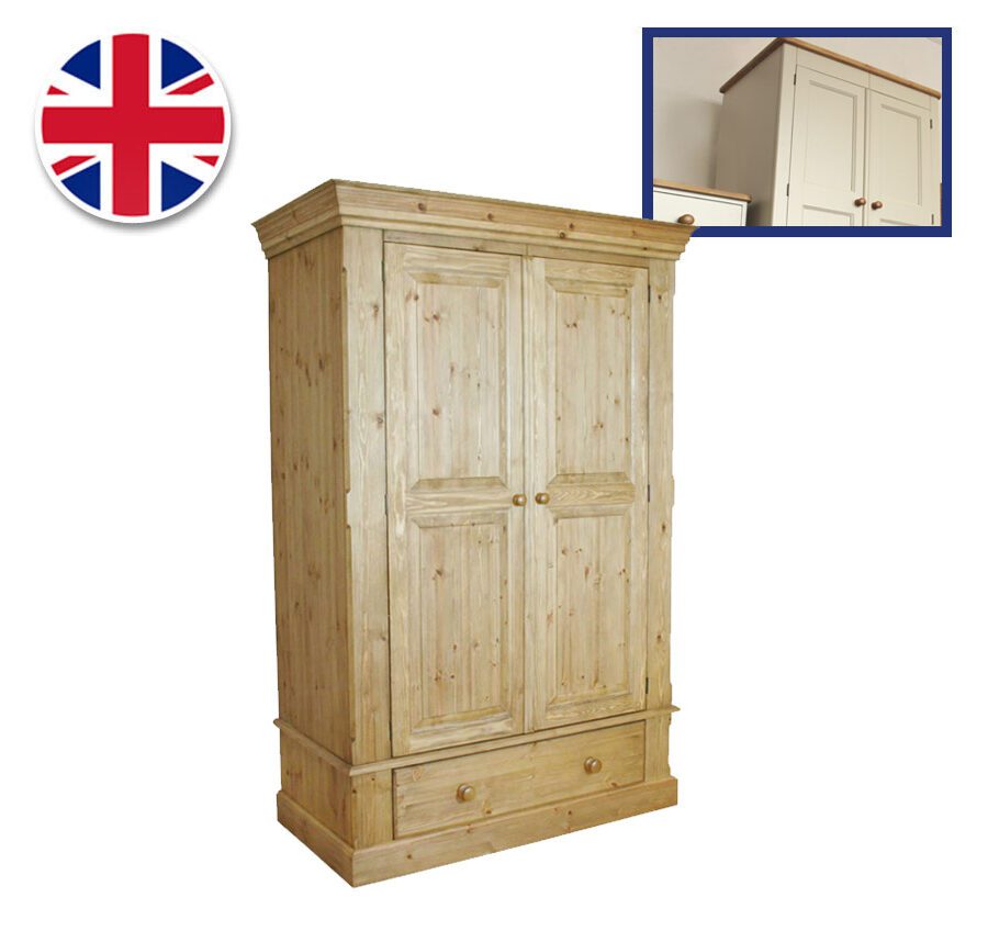 Pine and Painted Wardrobe Large Double On 1 Drawer