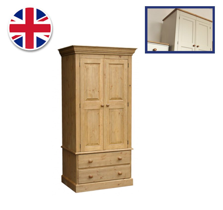 Pine and Painted Wardrobe On 2 Drawers