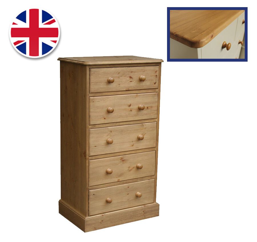 Pine and Painted Chest 24'' 5 Drawer